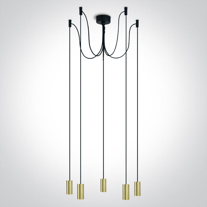 BRUSHED BRASS PENDANT 20W 5xE27
